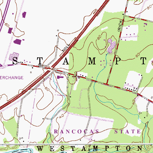 Topographic Map of Westampton Township Police Department, NJ