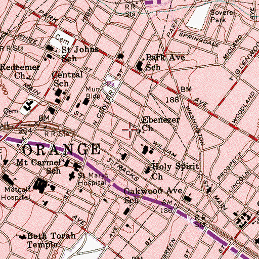 Topographic Map of Orange Township Police Department, NJ