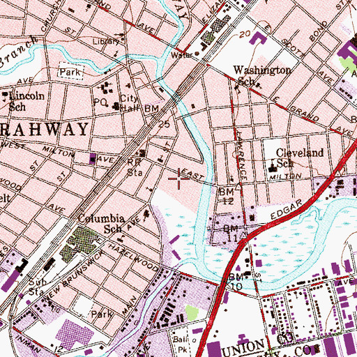 Topographic Map of Rahway Police Department, NJ