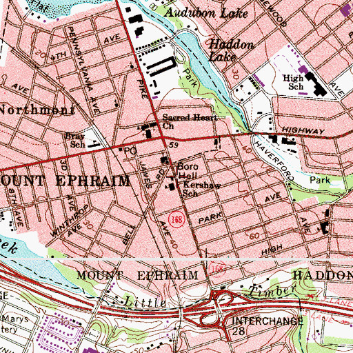 Topographic Map of Mount Ephraim Police Department, NJ