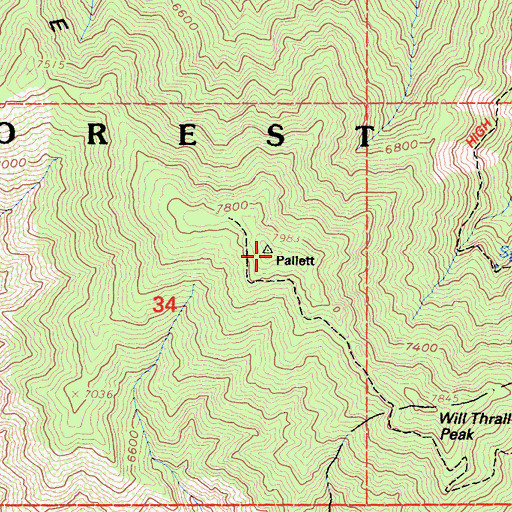 Topographic Map of Pleasant View Ridge, CA