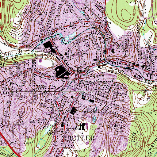 Topographic Map of Butler Police Department, NJ