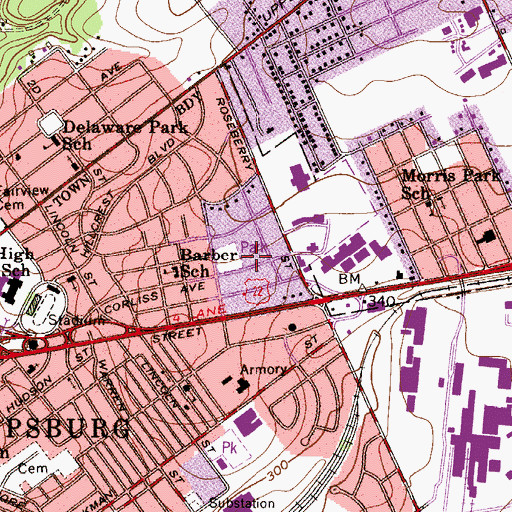 Topographic Map of Phillipsburg Police Department, NJ