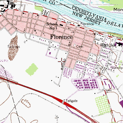 Topographic Map of Florence Township Police Department, NJ