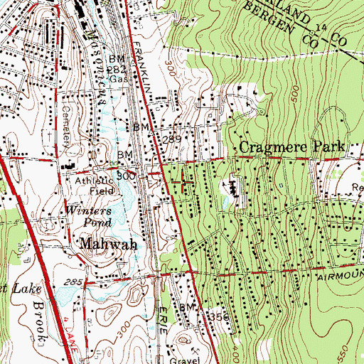 Topographic Map of Mahwah Police Department, NJ