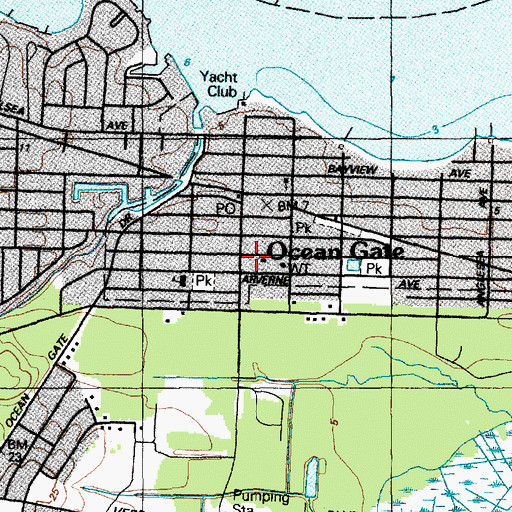 Topographic Map of Ocean Gate Borough Police Department, NJ