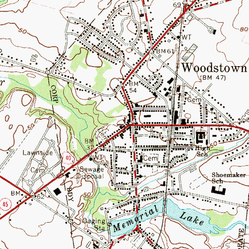 Topographic Map of Woodstown Police Department, NJ
