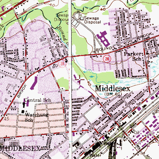 Topographic Map of Middlesex Police Dept, NJ