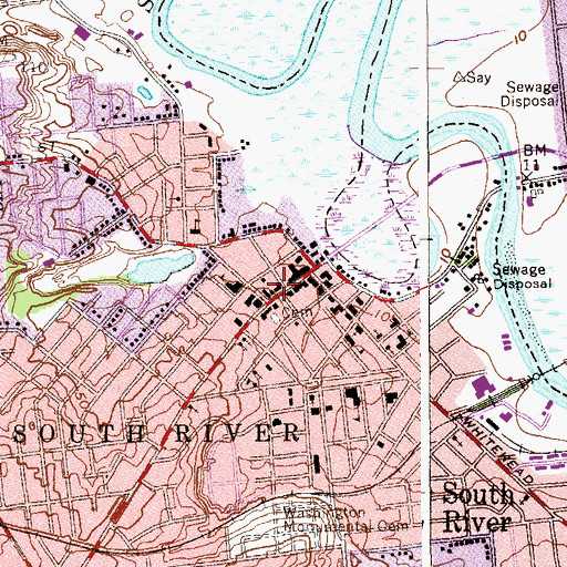 Topographic Map of South River Police Department, NJ