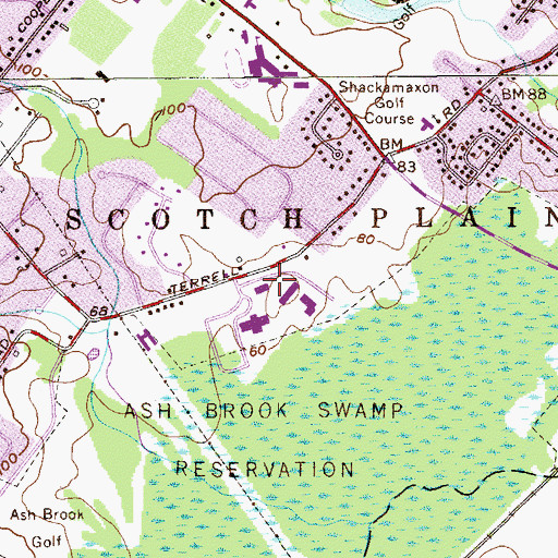 Topographic Map of John H Stamler Police Academy, NJ