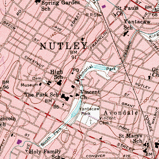 Topographic Map of Nutley Police Department, NJ