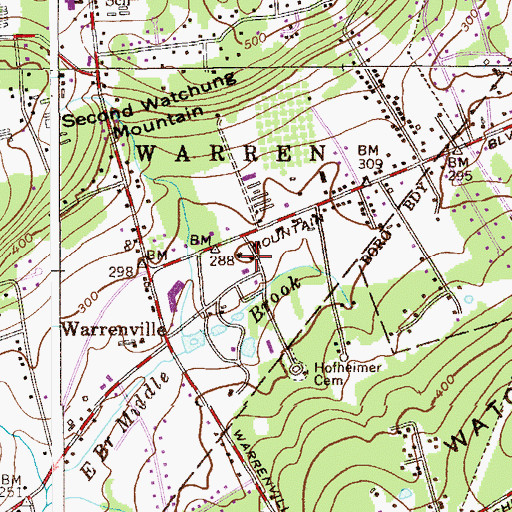 Topographic Map of Warren Township Police Department, NJ