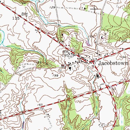 Topographic Map of North Hanover Township Police Department, NJ