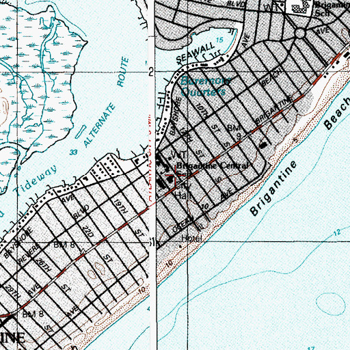 Topographic Map of Brigantine Police Department, NJ