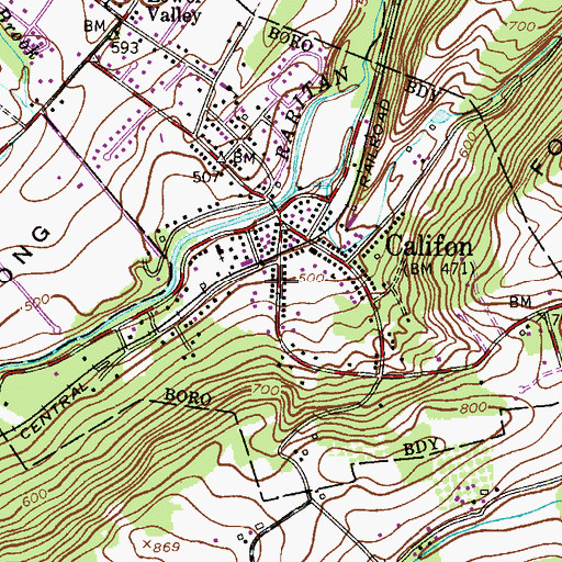Topographic Map of Califon Borough Police Department, NJ