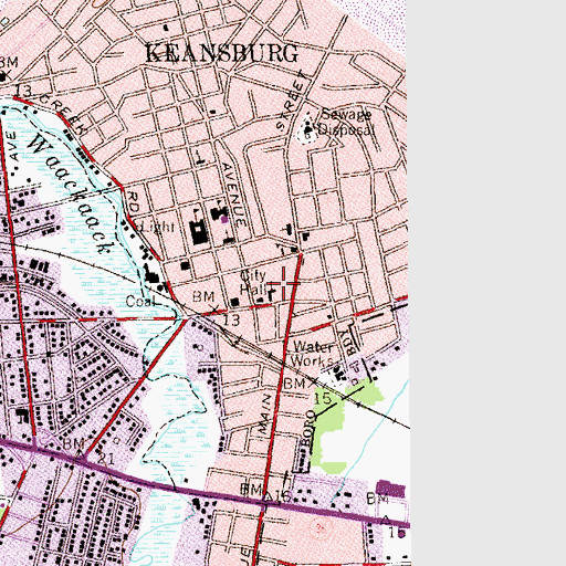 Topographic Map of Keansburg Police Department, NJ