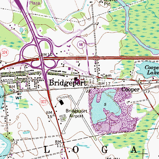 Topographic Map of Logan Township Police Department, NJ