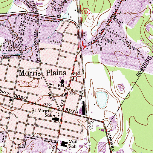 Topographic Map of Morris Plains Borough Police Department, NJ