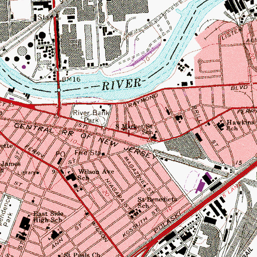 Topographic Map of Newark Police Department, NJ