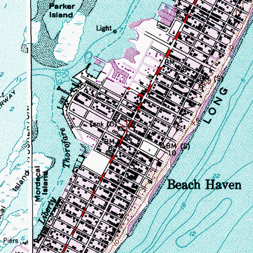 Topographic Map of Beach Haven Police Department, NJ