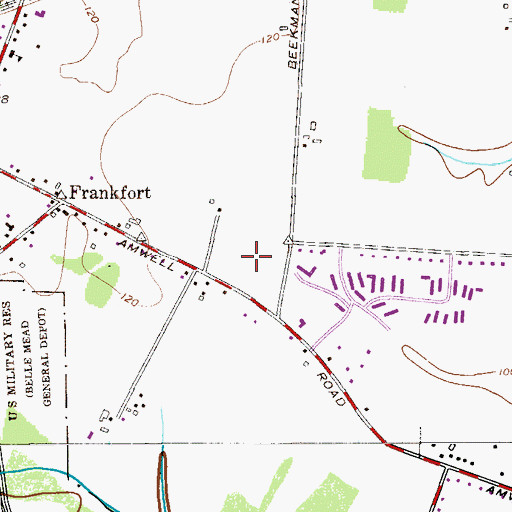 Topographic Map of Hillsborough Township Police Department, NJ
