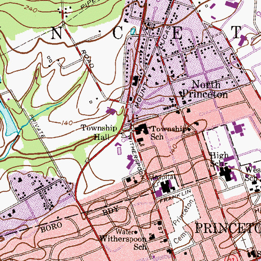 Topographic Map of Princeton Police Department, NJ
