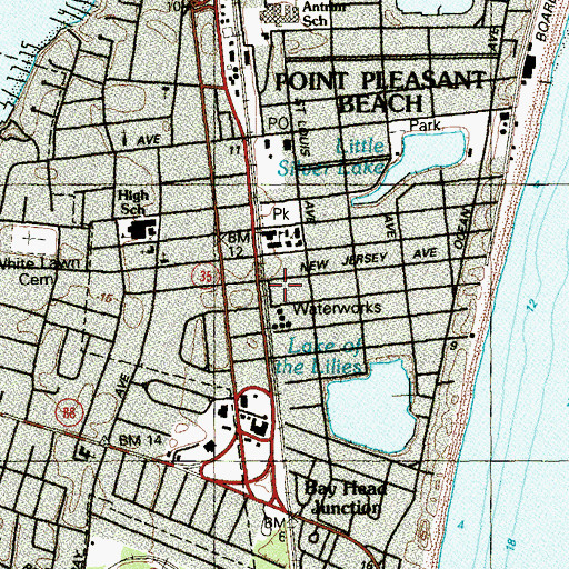 Topographic Map of Point Pleasant Beach Police Department, NJ