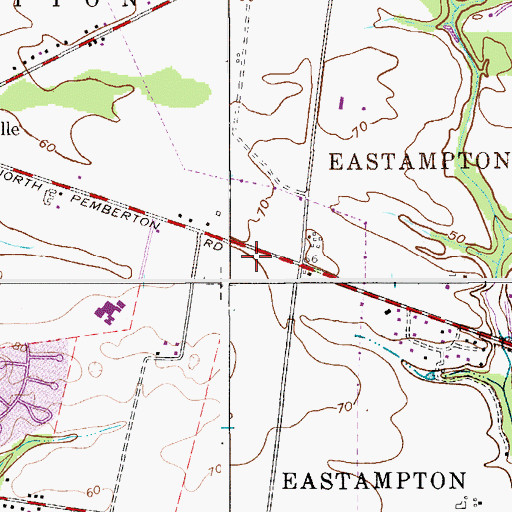 Topographic Map of Eastampton Township Police Department, NJ