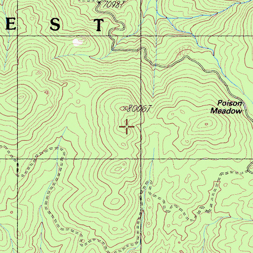 Topographic Map of Poison Meadow, CA