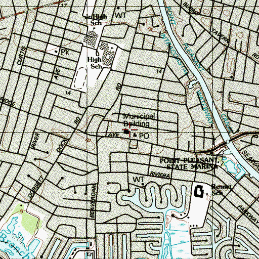 Topographic Map of Point Pleasant Police Department, NJ