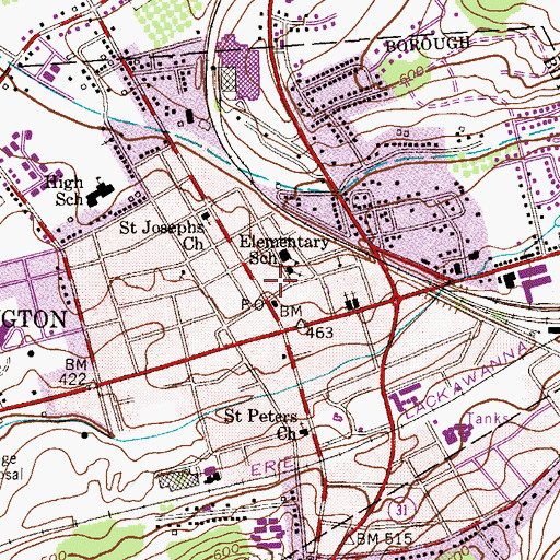 Topographic Map of Washington Borough Police Department, NJ