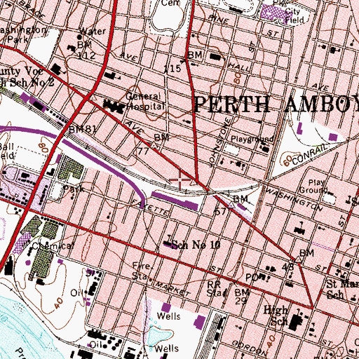 Topographic Map of Perth Amboy Police Department, NJ