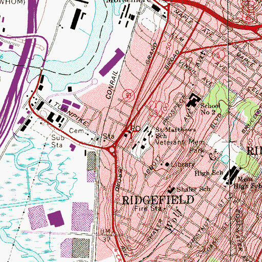 Topographic Map of Ridgefield Police Department Headquarters, NJ