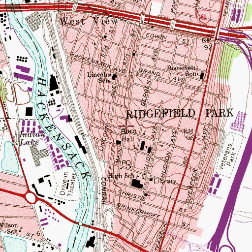 Topographic Map of Village of Ridgefield Park Police Department, NJ