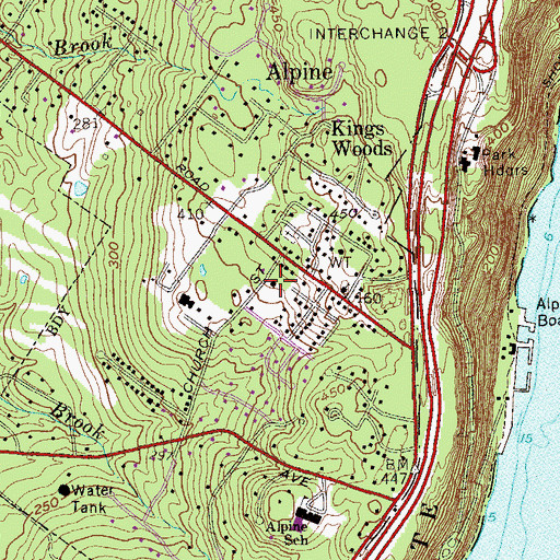 Topographic Map of Alpine Borough Police Department, NJ