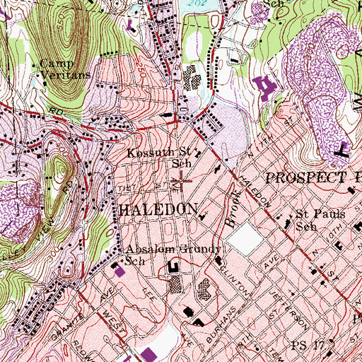 Topographic Map of Haledon Police Department, NJ
