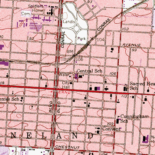 Topographic Map of Vineland Police Department Administration, NJ