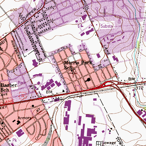 Topographic Map of Lopatcong Township Police Department, NJ