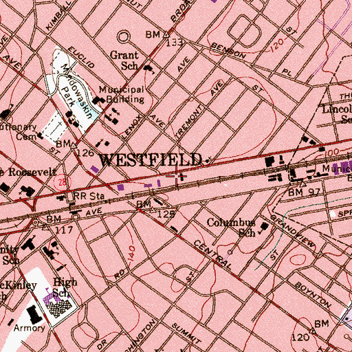 Topographic Map of Union County Police Department, NJ
