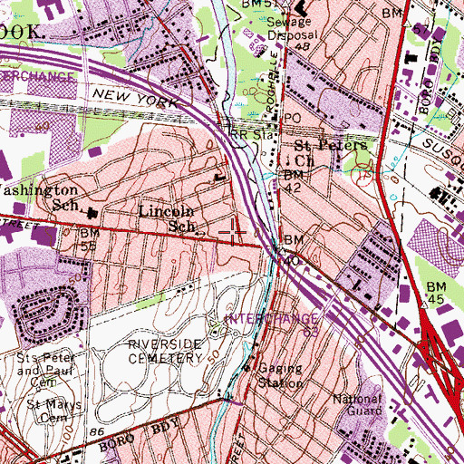 Topographic Map of Saddle Brook Police Department, NJ