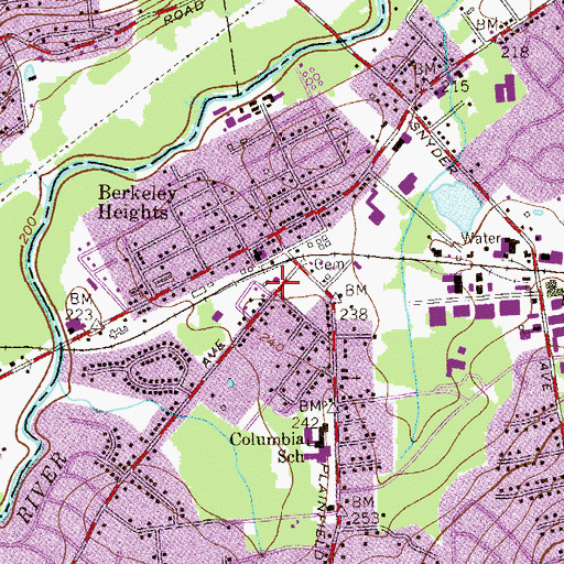 Topographic Map of Berkeley Heights Police Department, NJ