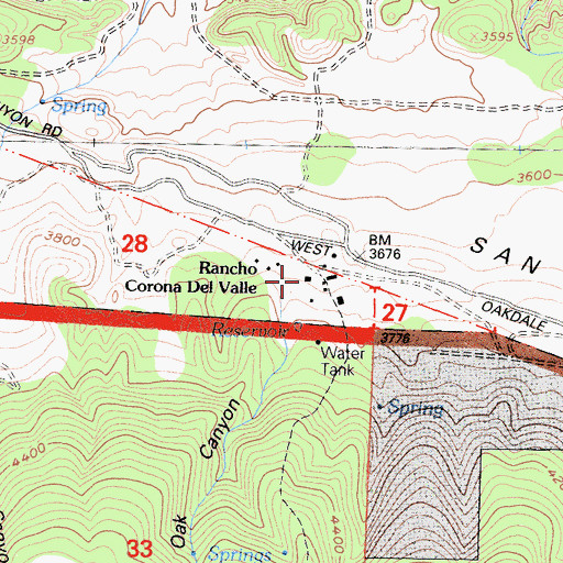 Topographic Map of Poison Oak Canyon, CA