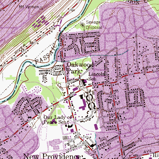Topographic Map of New Providence Police Department, NJ