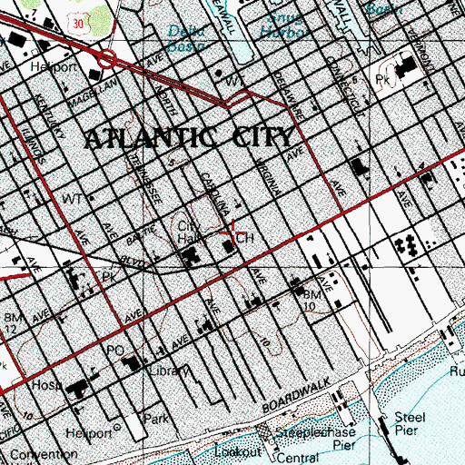 Topographic Map of Atlantic County Sheriff's Office Atlantic City, NJ