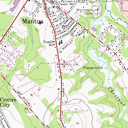 Topographic Map of Mantua Township Police Department, NJ