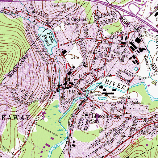 Topographic Map of Rockaway Borough Police Department, NJ