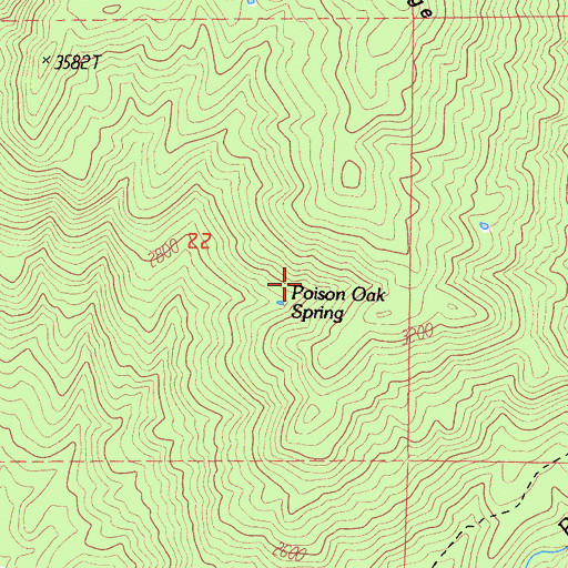 Topographic Map of Poison Oak Spring, CA