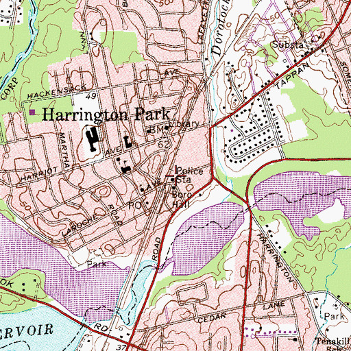 Topographic Map of Harrington Park Police Department, NJ