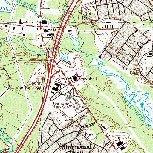 Topographic Map of Brick Township Police Department, NJ