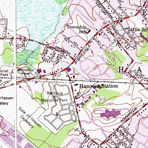 Topographic Map of East Hanover Twp Police Dept, NJ